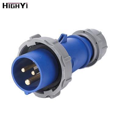 China HY1302 IP67 3p Industrial Three Pins 200~250V 16 Amp Industrial Plug With 2P+E Connection for sale