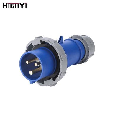 China HY3302 IP67 3p Industrial Three Pins 200~250V 32 Amp Industrial Plug With 2P+E Connection for sale