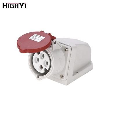 China HY3411 IP44 Industrial Waterproof 3 Phase With Ground 380~415V 32 Amp Outdoor Rack Industrial Socket Outlet for sale