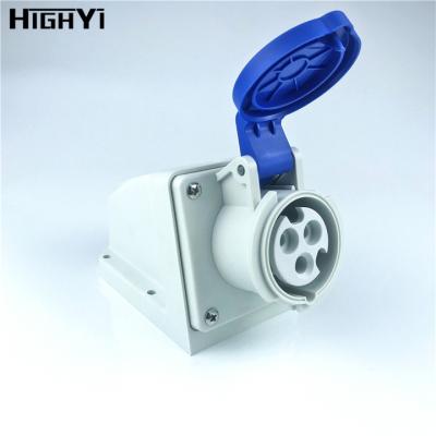 China HY1311 IP44 Industrial 3 Phase 200~250V 3 Phase 16 Amp Industrial Wall Mount Socket Female Industrial Socket Outlet for sale