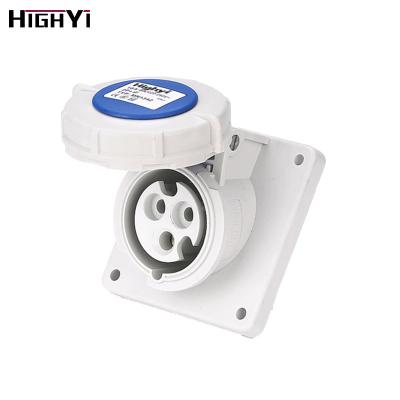 China HY1342 New Industrial Style EN/IEC 60309-2 I67 3 Phase 2P+E 200~250V 16 Amp Industrial Angled Panel Mounted Female Socket Outlet for sale