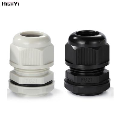 China High quality protection HY electrical waterproof black PAGE plastic nylon cable gland IP69 IP68 joint with nut for sale