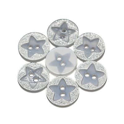 China Resin 2 Holes Resin Starlit Flower Glitter Buttons 2 Holes Button For Sewing Scrapbooking And DIY Craft for sale