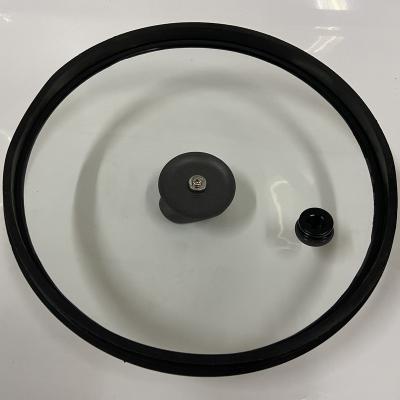 China Durable tempered glass lid with silicone rim for cookware parts for sale