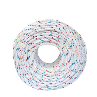 China Hot Sale 3 Strand Twisted Tramails 18MM PP Danline Rope Trasmallo De Pesca Polyproplene White With Blue And Red Tracer Fishing Nets for sale