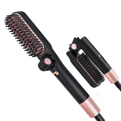 China Outdoor Foldable Electric Hair Styler Men's Beard Hair Straightener Quick Styling Comb 2 in1 Folding Straighten Brush for sale