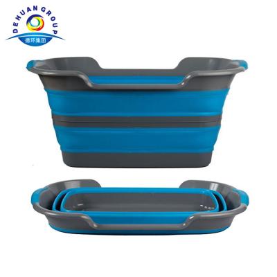 China New Silicone Collapsible Collapsible Laundry Basket Foldable Plastic Laundry Basket for sale