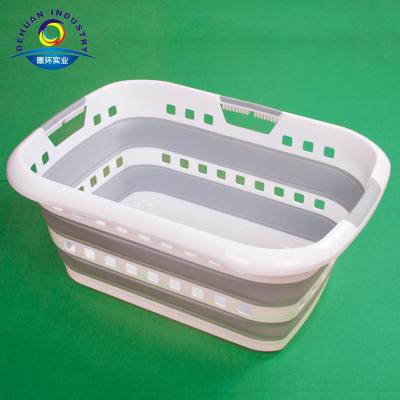 China Collapsible Traditional Plastic Laundry Basket Pop Up Storage Container / Portable Washing Tub Organizer for sale