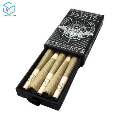 China Recyclable Custom Small CBD Packaging Black Kraft Paper Pull Out Slide Drawer Box for sale