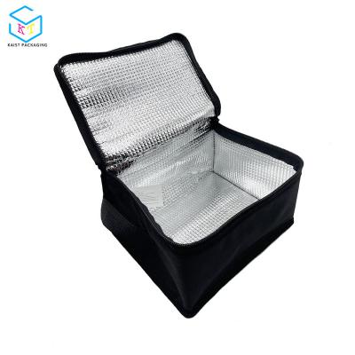 China Waterproof Wholesale Black Thermal Insulation Shopping Lunch Food Cooler Bag For Delivery for sale