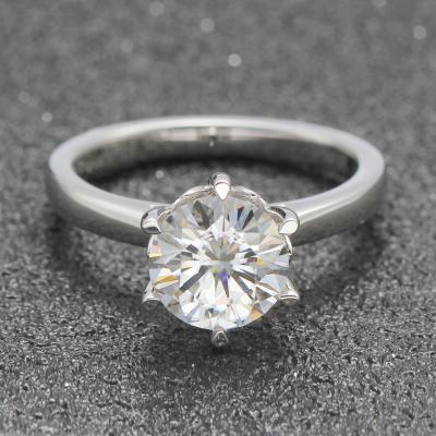 China TRENDY 0.5 Carat DEF VVS Classic Six Claw Engagement Colorless Moissanite Ring 925 Sterling Silver For Women for sale