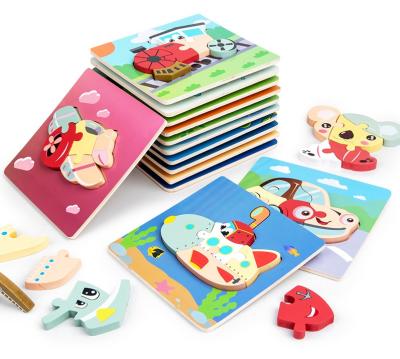 China Promotional 3d cartoon toy plywood toy wooden puzzle cube made of wood grain jigsaw puzzle mat jigsaw puzzles set for sale