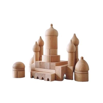 China Raw Wooden Building Toy Wooden Castle Roman Building Blocks Children's Assembling Building Blocks for sale