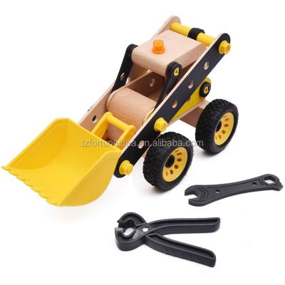 China Funny Wooden Excavator Children'S DIY Toy DIY Toy Wooden Excavator Educational Toys Mini Toy Excavator FIQCL1003 for sale