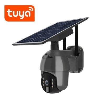 China Human Motion Tracking Tuya Outdoor Solar Camera With 4g Human Tracking Full Color Night Vision 4g Wireless Battery Powered Solar Sim Card Ip Ptz Cam for sale