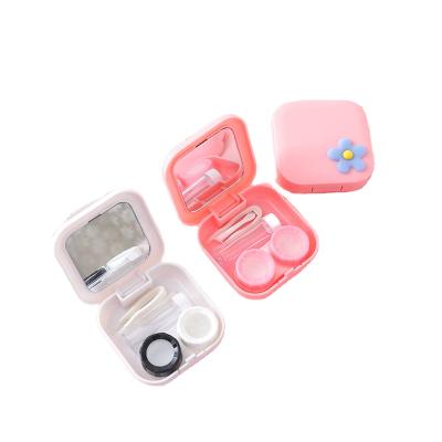 China Plastic Portable Contact Lens Case With Mirror Color Contact Lenses Case Accessories Eye Contact Lens Suit Case for sale