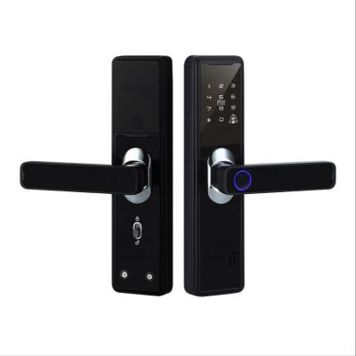 China Tuya High Security Installation Guangdong Basic Track Digital Fingerprint Easy Handle Smart Door Electronic Locks for sale