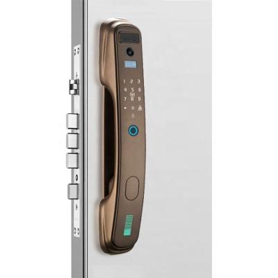 China Home Office App Hotel Apartments Interior Wooden Door Lock Smart Fingerprint Portable Biometric Fingerprint Door Handle Lock for sale