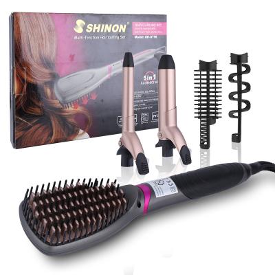 China Suttik One Step Women Professional Household Nondisposable Styling 5 in 1 Portable Hair Curler Travel 40w Hair Comb Brush Straightener Sh8756 for sale