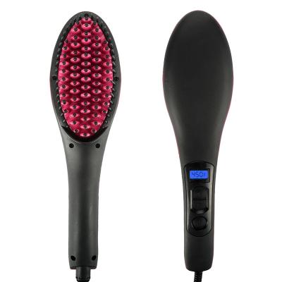 China Hotel Newest Stage Hair Straightener Brush Comb LCD Display 2 in 1 Electric Comb Hair Straightener Electric Ionic Brush for sale