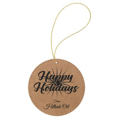 China Laserable Laserable Round Christmas Leatherette Ornament with String, Personalized Gift by Glowforge Laser Supplies CO2 Laser Supply for sale