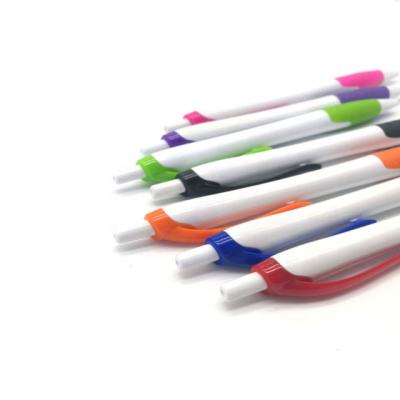 China Pen Wholesale ballpen promotional plastic white body unique rubber handle customer logo for sale