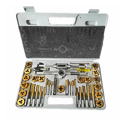 China China Manufacture Professional 40 Pcs Metric HSS Tap And Die Set Titanium Handle Tool Thread Tapping for sale