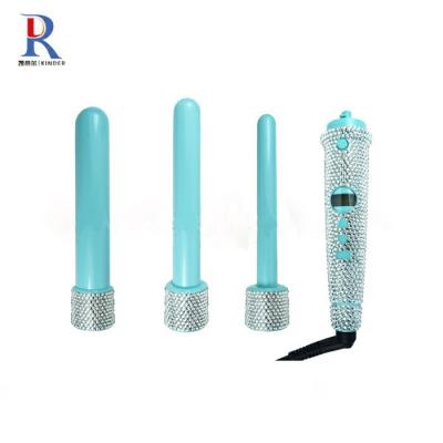 China Popular Bling Bling Diamond Decorative Straightener Magic Hair Curling Wand Hair Straightener Best Quality Curling Magic Wand for sale