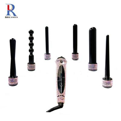 China Popular High Frequency Bling Magic Wand Private Label Shimmer Crystal High Quality Magic Wand Hair Curler Curling Iron for sale