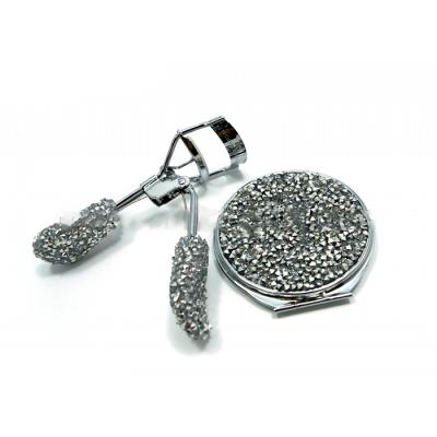 China Cheap Purse Wonderful Waist Small Lighted Rhinestone Pearl Mirrors Around Crystal Bling Cosmetic Mirror for sale