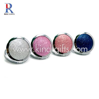 China Diamante Lighted Round Shaped Diamond Pocket Mirror Bling Glitter Pocket Cosmetic Mirror for sale