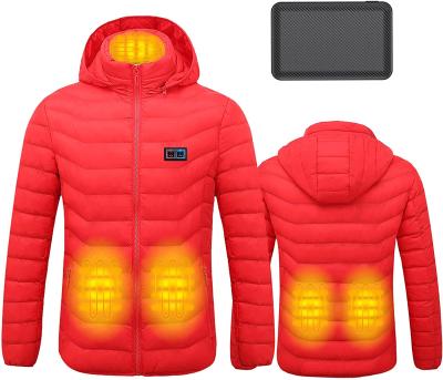 China Waterproof Double Switch Electric Heated Jacket With Rechargeable 10000mAh Battery USB Heating Shirt Unisex Eco-friendly Cotton Heated Coat for sale