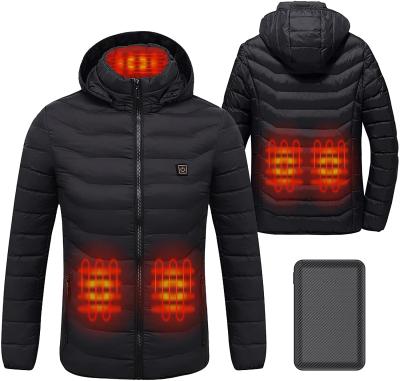 China Waterproof USB Heated Adjustable Smart Temperature Control Jacket 3 Levels Phone Electric Heating Duck Down Jacket Coat For Men Women for sale