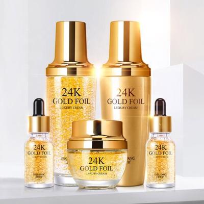 China Korean Face OEM Cosmetics Set Whitening Lighting Luxury Skin Care Set 24k Gold Organic Private Label Skin Care Set for sale