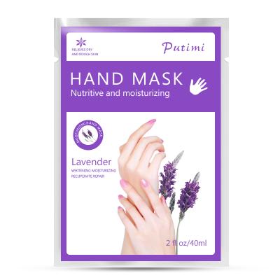 China Artificial Fiber Private Label Best Lavender Hand Mask Skin Care Moisturizing Whitening Exfoliating Hand Repairing Mask for sale