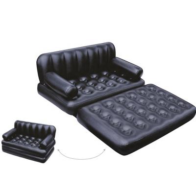 China Portable Custom Black Multi Functional 5 In 1 Double Inflatable Air Sofa Chair Couch Lounger Bed Mattress for sale