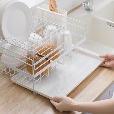 China Workable Factory Price 2 Row Extend Dish Drying Sink Dish Drainer Racks Expandable Dish Rack for sale