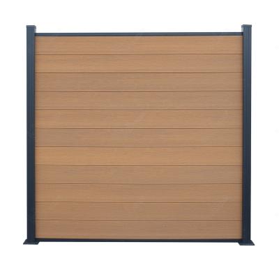 China Outdoor Composite House Fence Wpc Panel Privacy Designs Easily Assembled Wood Plastic Deep Embossed Compound Fence for sale