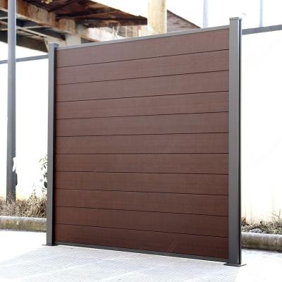 China Easily Assembled Garden Exterior Decorative Gate Aluminum Wood Plastic Composite Fencing Panels Privacy Design Wpc Fence For Backyard for sale