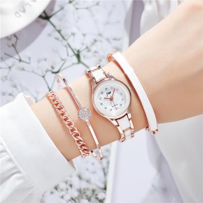 China High Quality Fashion Water Resistant Small Watches For Women Rose Gold Luxury Ladies Wristwatch Diamond Female Bracelet Watch Set for sale