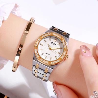 China Water Resistant Gedi Brand Watch Crystal Bracelet Steel Watch Women Waterproof 30 Bar Celebrity WOMENS Watch Stylish for sale