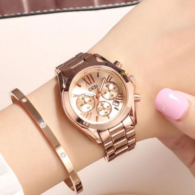 China Water Resistant Strap Women Watches Rose Gold Stainless Steel Quartz Watch Ladies Waterproof Watch Clocks for sale