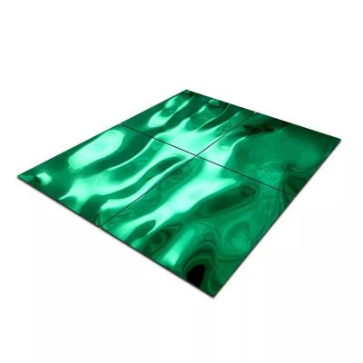 China Suitable for wall decoration Foshan stainless steel color plate green water flow ripple stainless steel sheet for building wall 201 304 316 for sale