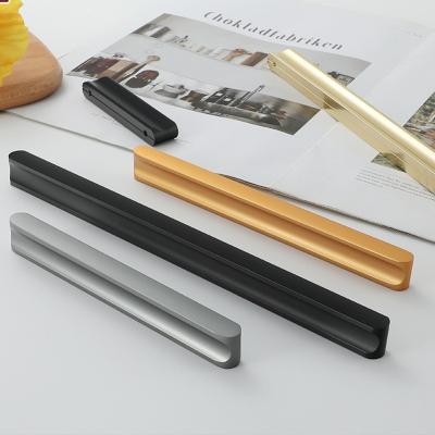 China Modern Luxury Gold Matt Black Modern Hardware Accessories Door and Window Handles Stainless Steel Sideboard Wardrobe Cabinet Cabinet Pulls for sale