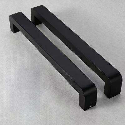 China Matt Black Glass Long Modern Luxury Door And Window Handles Stainless Steel Sideboard Wardrobe Closet Cabinet Hardware Pulls for sale