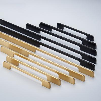 China Modern Luxury Gold Matt Black Door and Aluminum Cabinet Wardrobe Window Handles Stainless Steel Interior Sideboard Pulls for sale