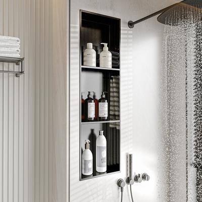 China Amazon Best Selling 304 Stainless Steel Modern 2022 Shower Niche Recessed Shelves Organizer Storage Shampoo Toiletry Storage Salon for sale