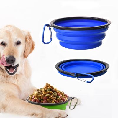 China Stocked collapsible dog bowl sublimation silicone custom non slip collapsible pet bowl portable silicone for sale