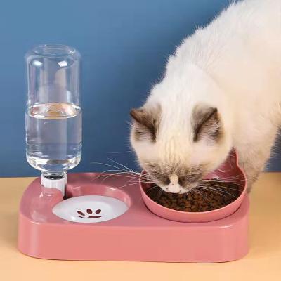 China Stocked Pet Bowl Drinking Automatic Feeder Raised Elevated Plastic Cat Bowl With Water Dispenser for sale