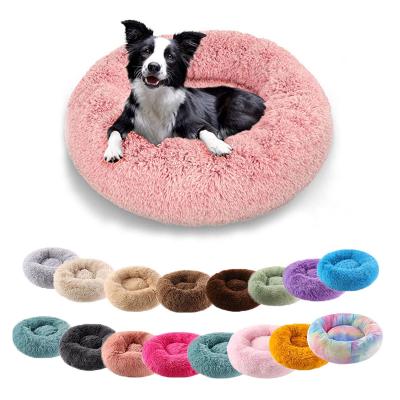 China Manufacturer's Cozy Donut Round Waterproof Plush Cat Dog Pet Bed for sale